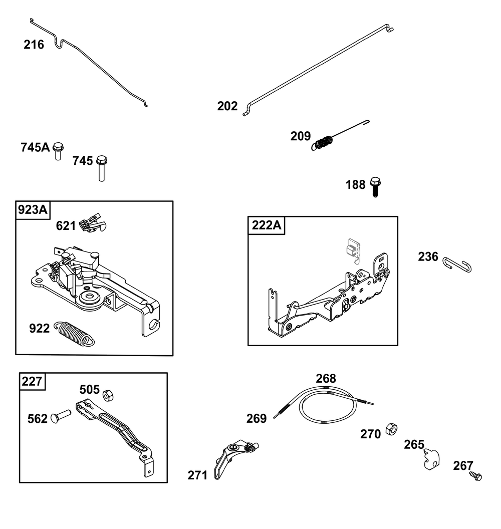Controls Group Diagram and Parts List for 104M0B-0090-H5 100000 - 19Z999 Briggs and Stratton Engine